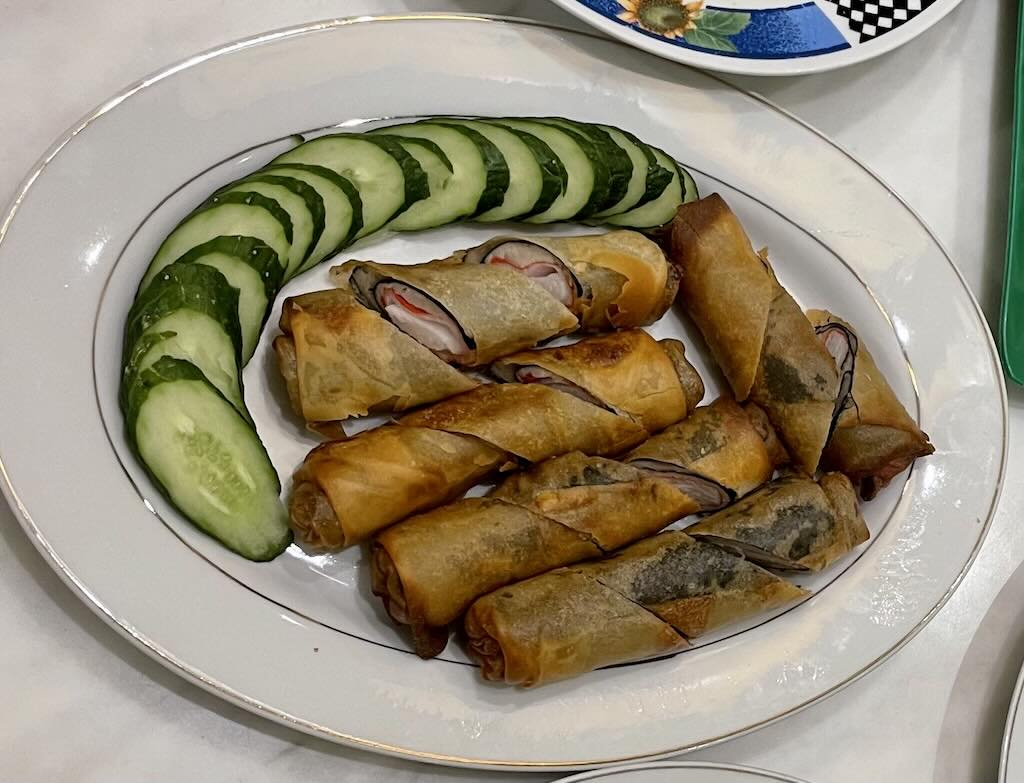 Battered Fried crab sticks on a plate